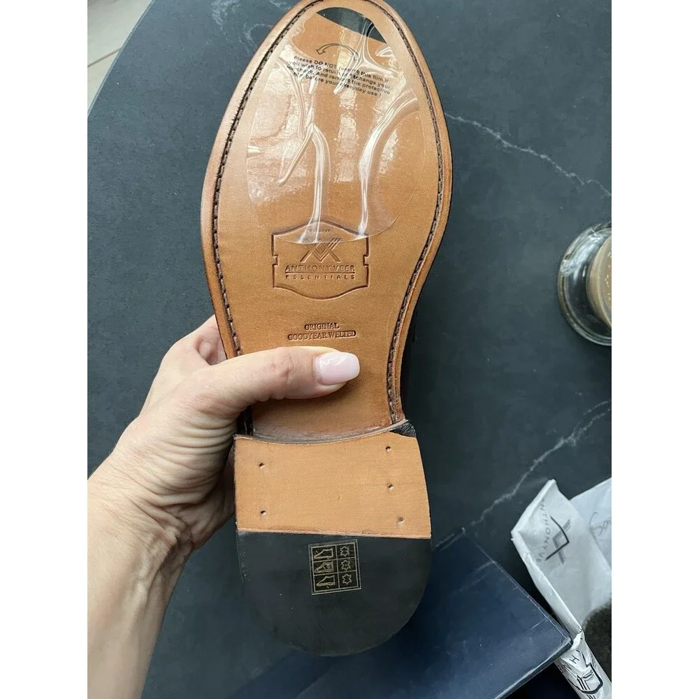 New Anthony Veer Gerry Penny Loafers Slip On Shoes Wine Men Leather Sz 10 Lite